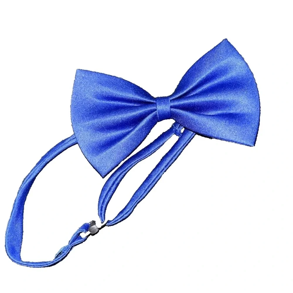 Dog Bow Tie Collar & Tie Adjustable Blue Plaid SMALL